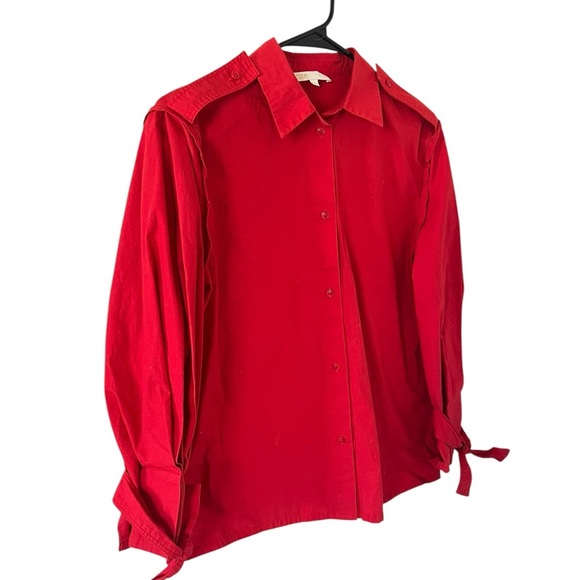 Maje Red Calix Cotton Button Down Blouse - Picture 8 of 12